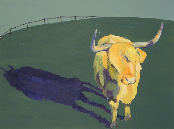 "Scottish cow", Acryl auf Papier und Leinwand, 50 x 67 cm, 2005