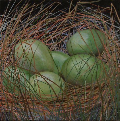 "Zwirbelhuhns Nest", Acryl und Öl auf Leinwand, 50 x 50 cm, 2006