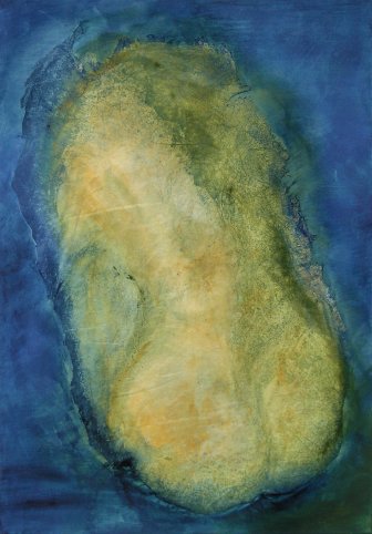 "Kokon", Acryl, Vlies auf Leinwand, 70x100cm, 2006